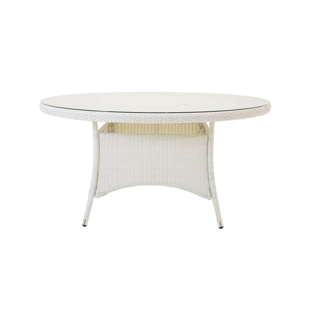 VENTURE DESIGN rund Volta havebord glas og hvid aluminium Ø90