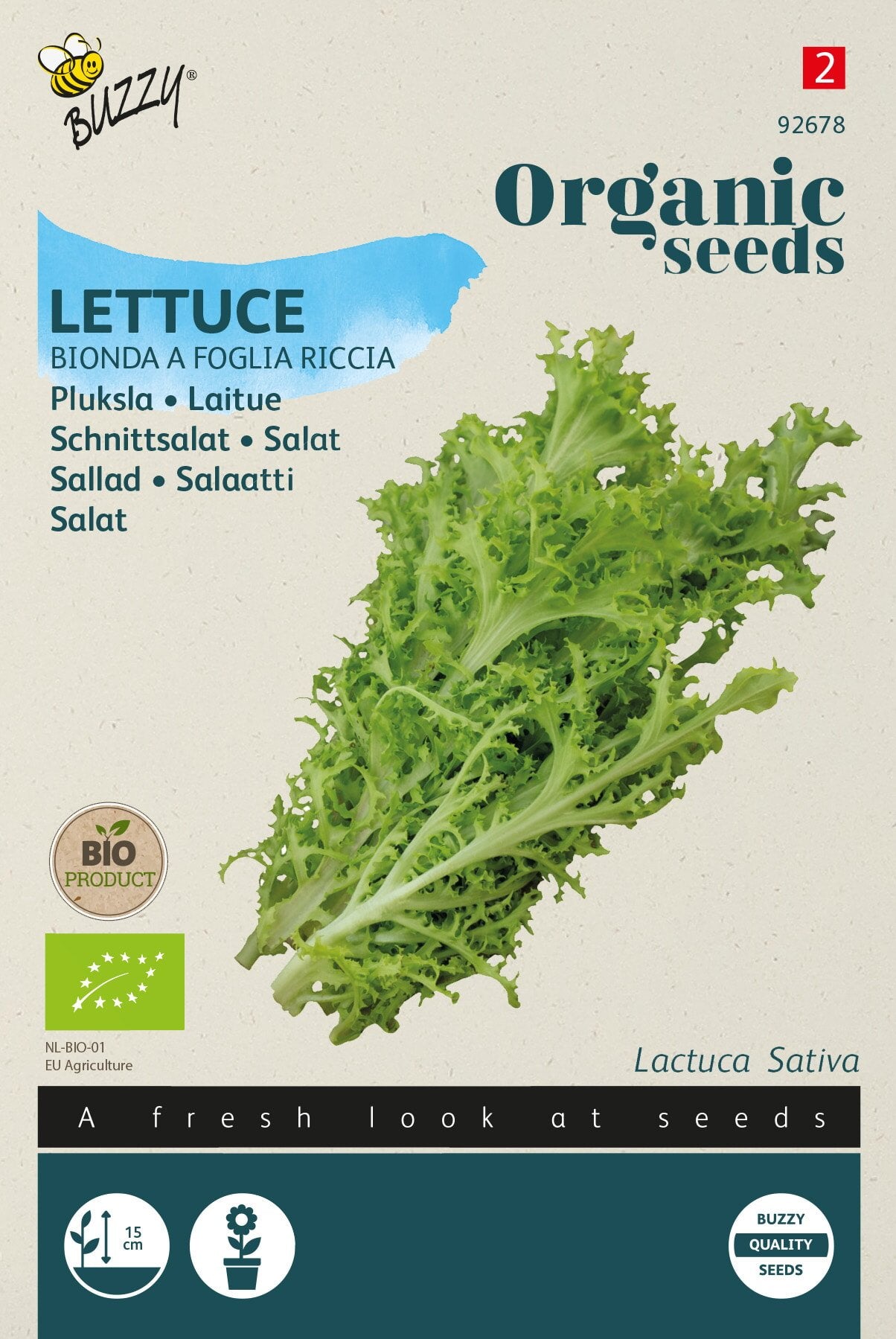 Produktbillede af Økologisk Pluksalat frø Bionda a faglia riccia på tilbud i høj kvalitet