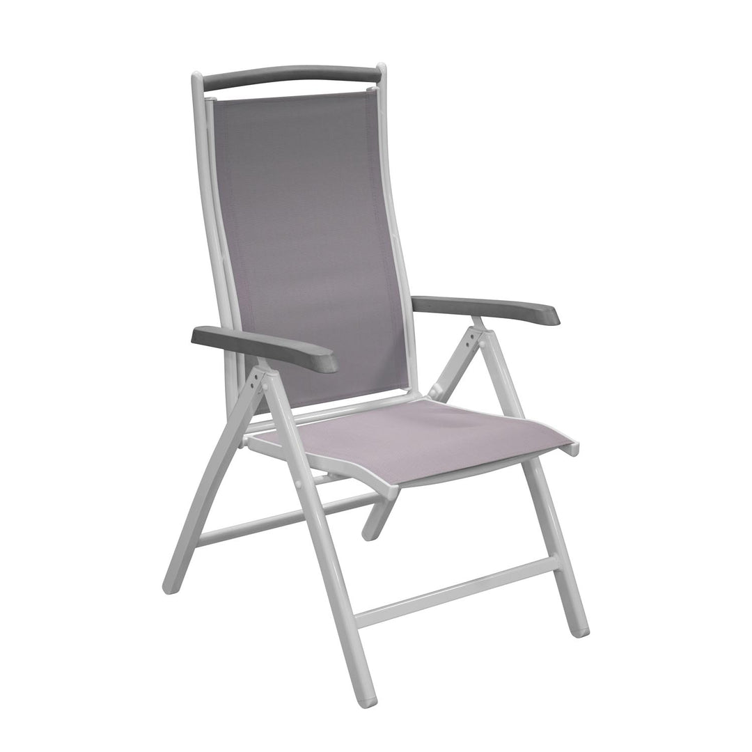 VENTURE DESIGN Albany 5 positions havestol m. armlæn og grå stofhynde hvid aluminium