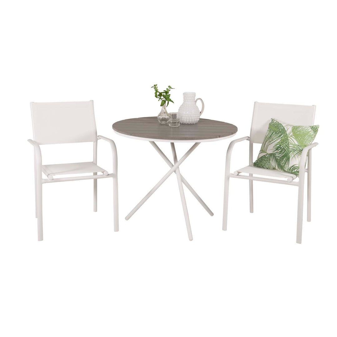 VENTURE DESIGN Santorini havestol m. armlæn hvid stof og aluminium