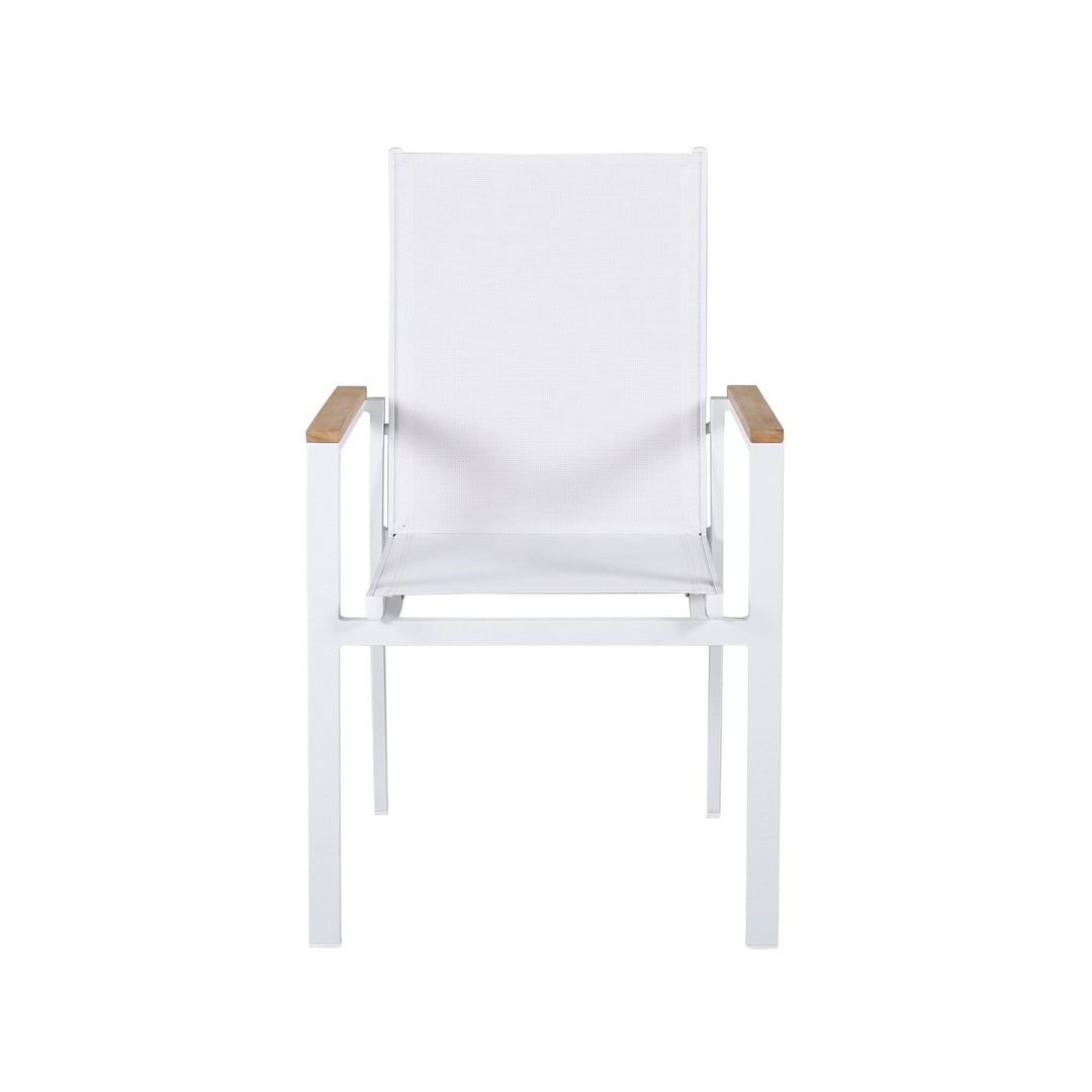VENTURE DESIGN Texas havestol m. armlæn natur teaktræ hvid textilene og aluminium