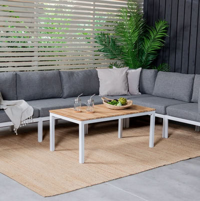 Eze sofabord i teak og hvid aluminium på udsalg! Billig fragt og hurtig levering (1-2 hverdage). Køb online nu og spar op til 58%!