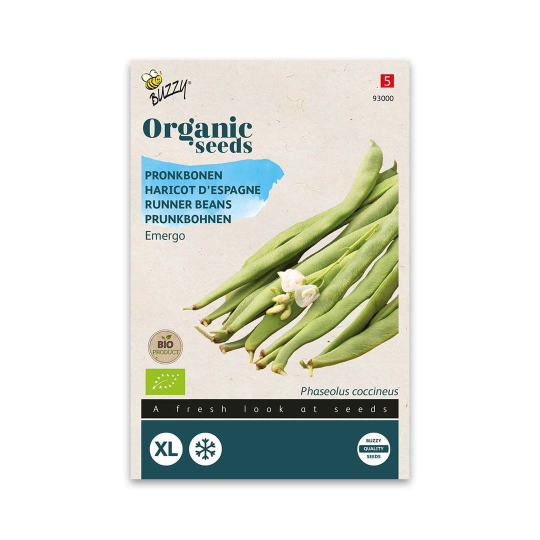 Produktbillede af Økologisk Pralbønne frø Emergo White Buzzy på tilbud i høj kvalitet