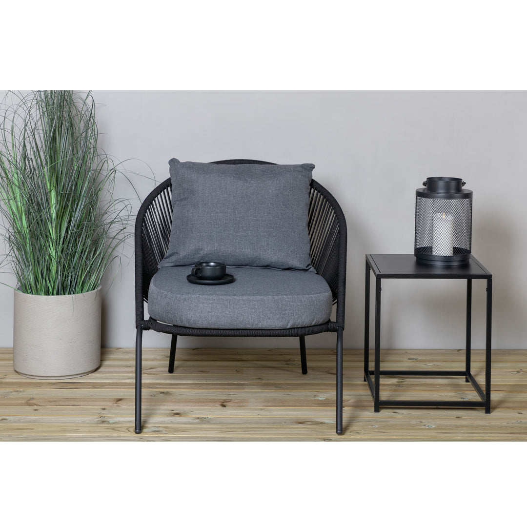 VENTURE DESIGN Lindos loungestol m. hynde sort polyester reb aluminium og stål