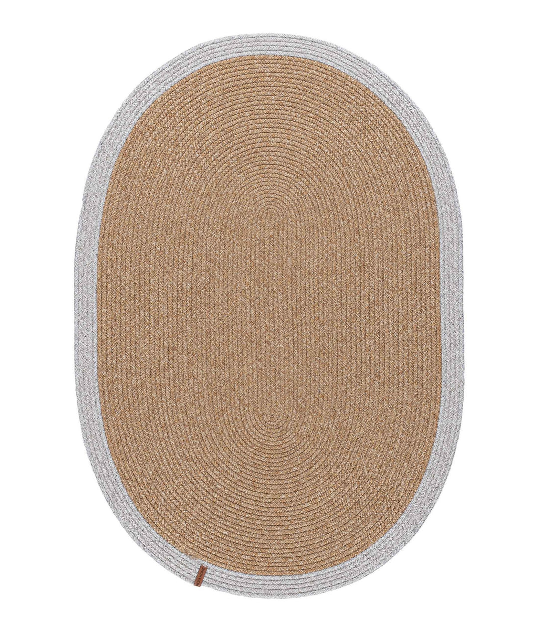 Produktbillede af TEPPI 9020116 gulvtæppe oval natur og grå bomuld 80x120 i premium kvalitet