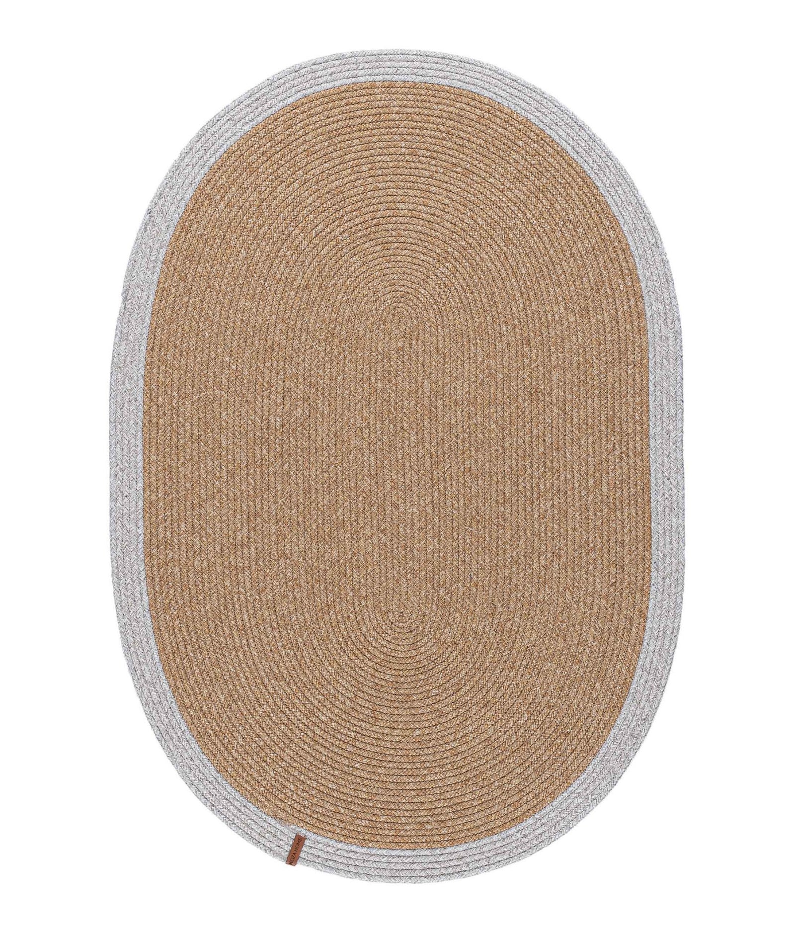 Produktbillede af TEPPI 9020116 gulvtæppe oval natur og grå bomuld 80x120 i premium kvalitet
