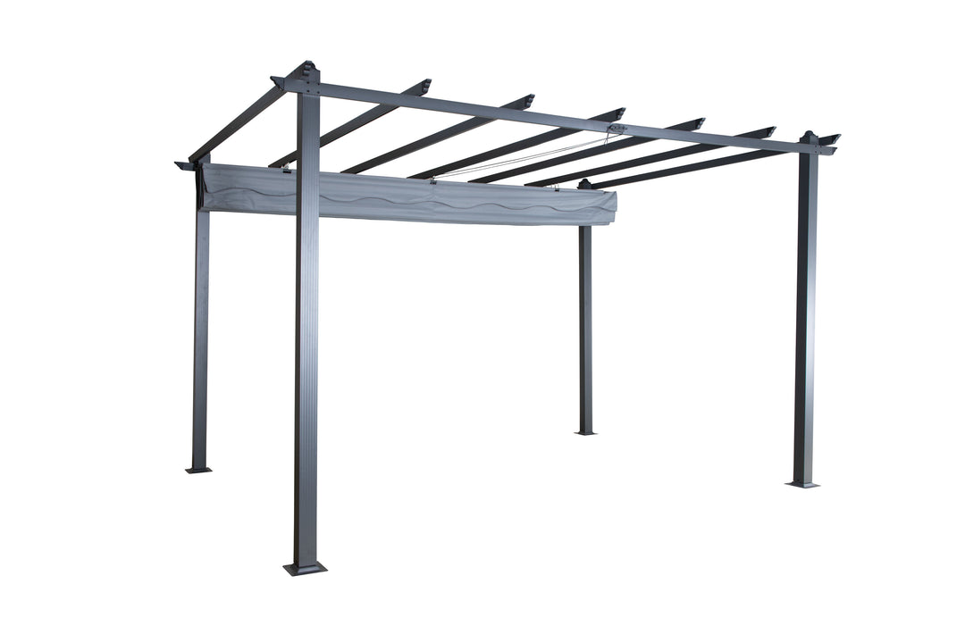 VENTURE DESIGN Lazio pergola rektangulær grå polyester og sort aluminium 393x293