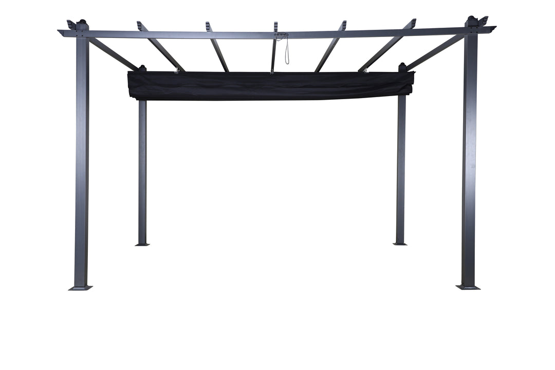 Produktbillede af VENTURE DESIGN Lazio pergola rektangulær sort polyester og sort aluminium 393x293 i premium kvalitet