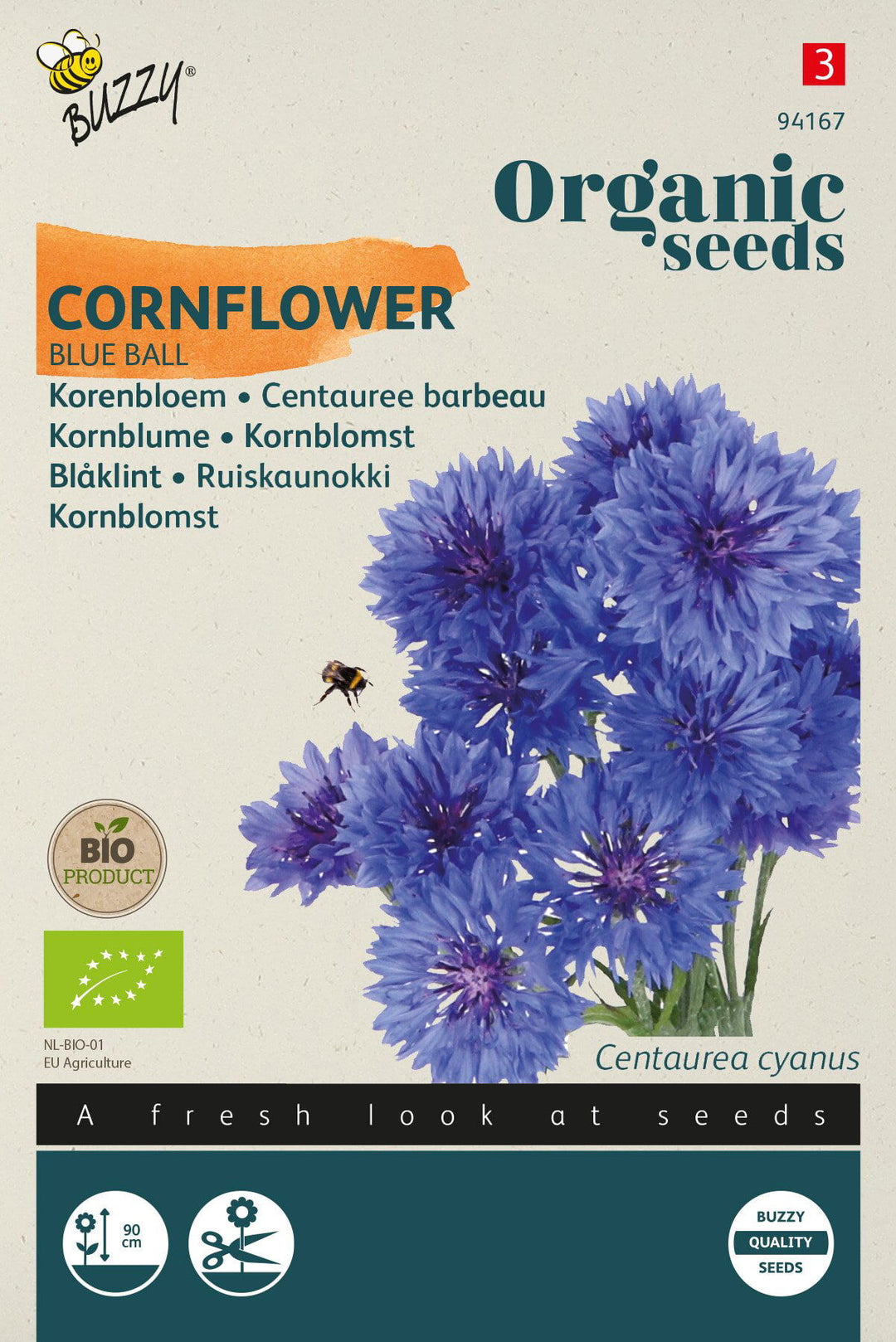 Produktbillede af Økologisk Kornblomst frø Blue Ball  på tilbud i høj kvalitet