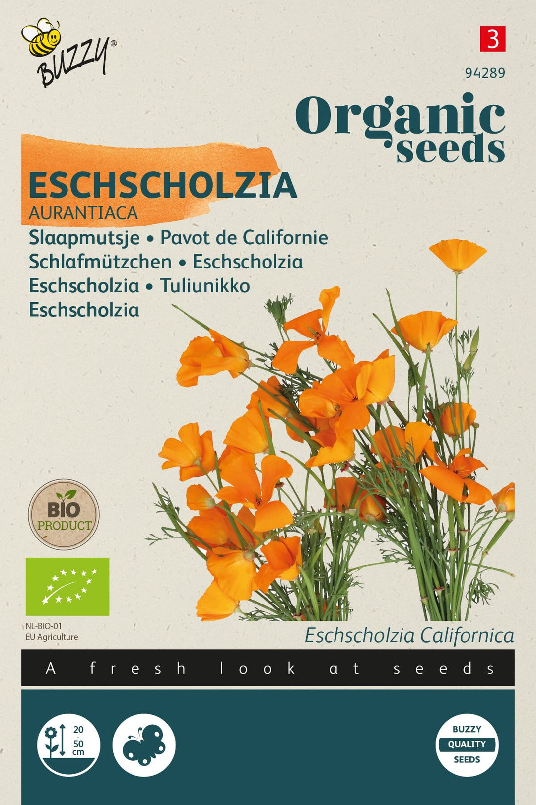 Produktbillede af Økologisk Californisk Guldvalmue frø Aurantiaca  på tilbud i høj kvalitet
