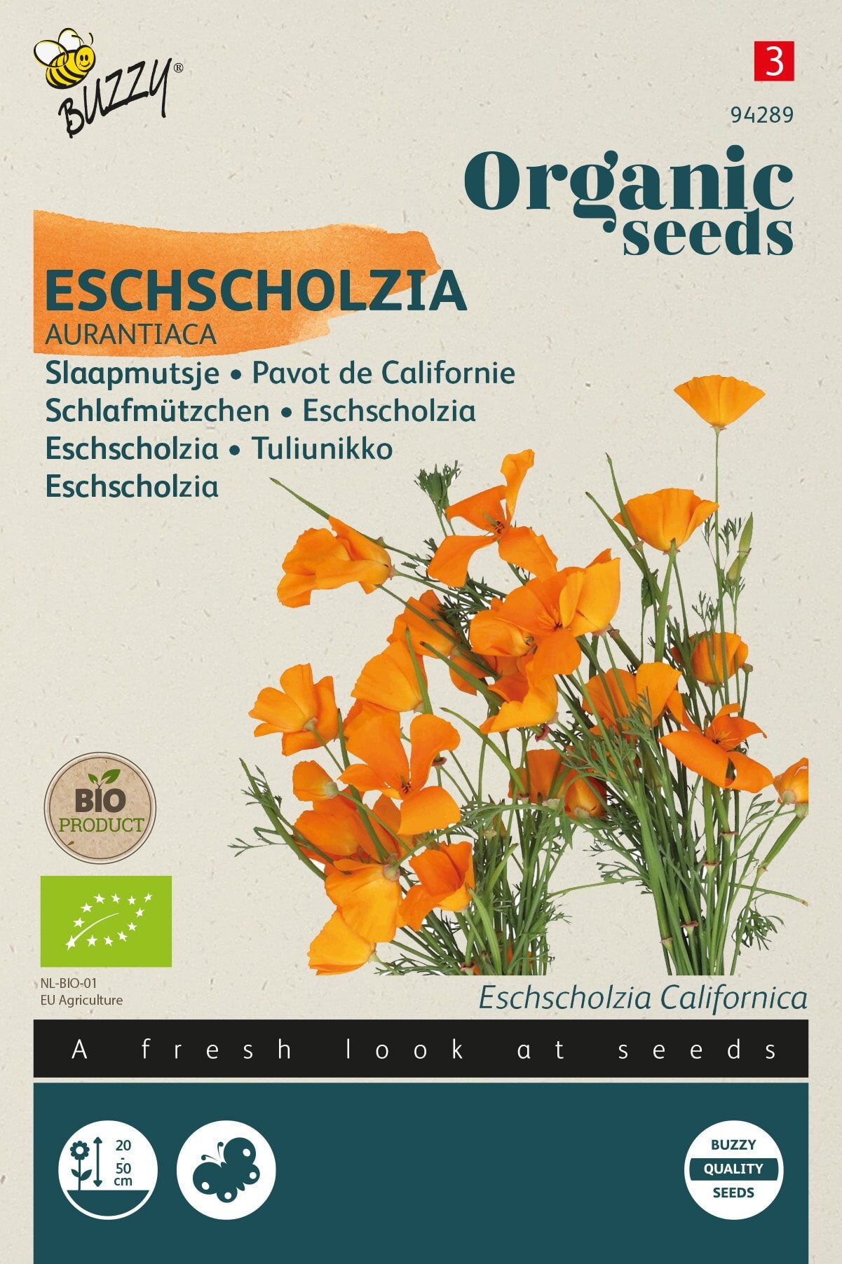 Produktbillede af Økologisk Californisk Guldvalmue frø Aurantiaca  på tilbud i høj kvalitet