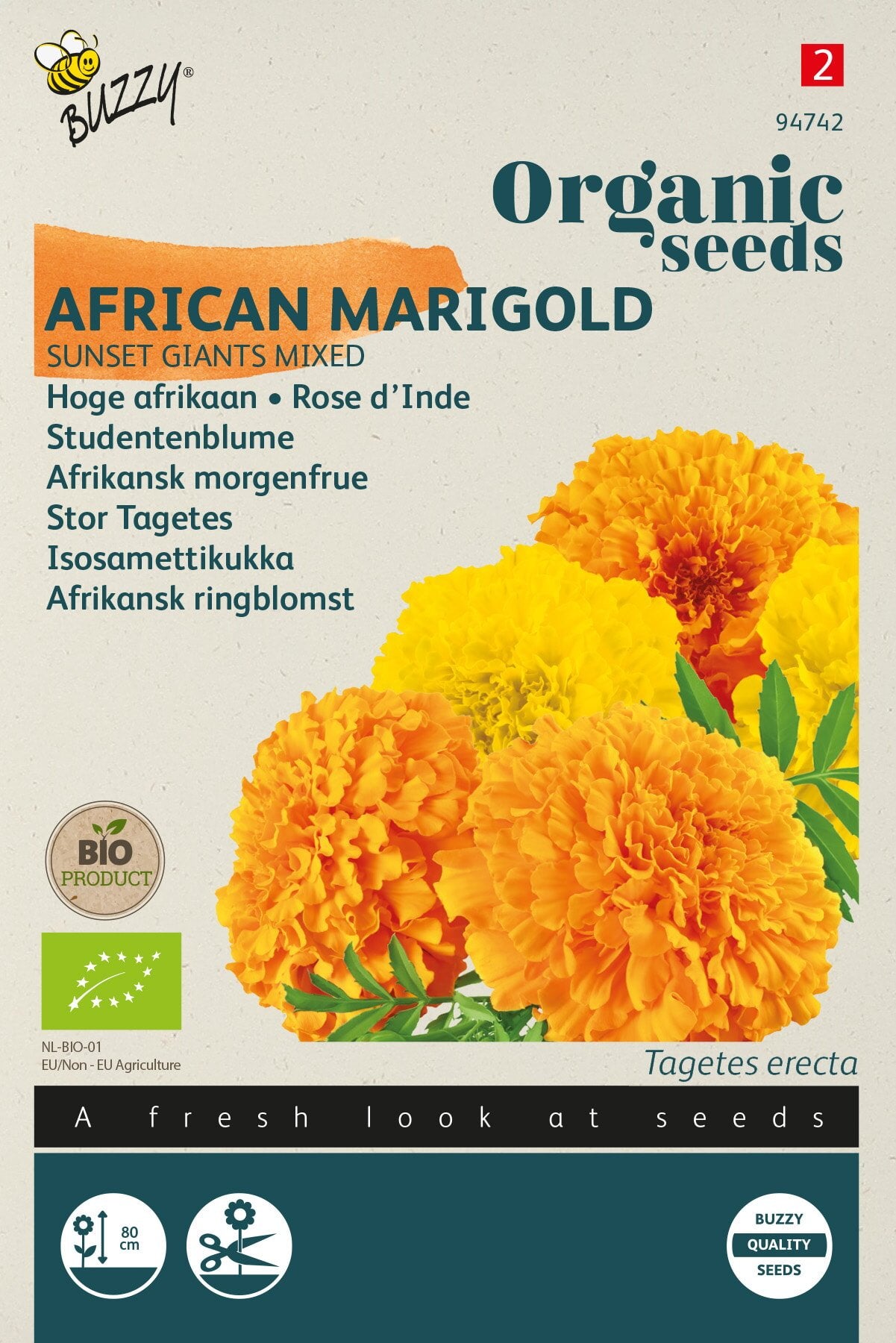 Produktbillede af Økologisk Tagetes frø Sunset Giants Mixed  på tilbud i høj kvalitet