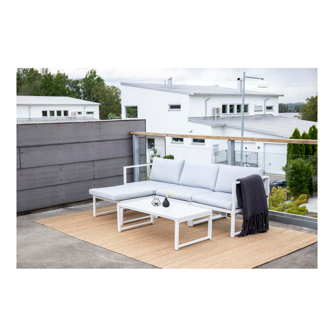 VENTURE DESIGN Salvador sofa havesæt m. hynder og bord grå polyester og hvid aluminium