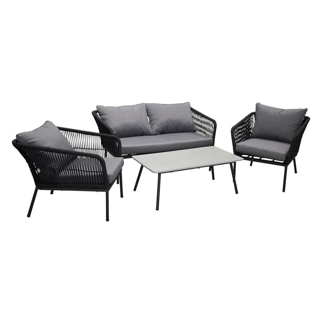 VENTURE DESIGN Lindos havesæt grå stof sort aluminium og reb