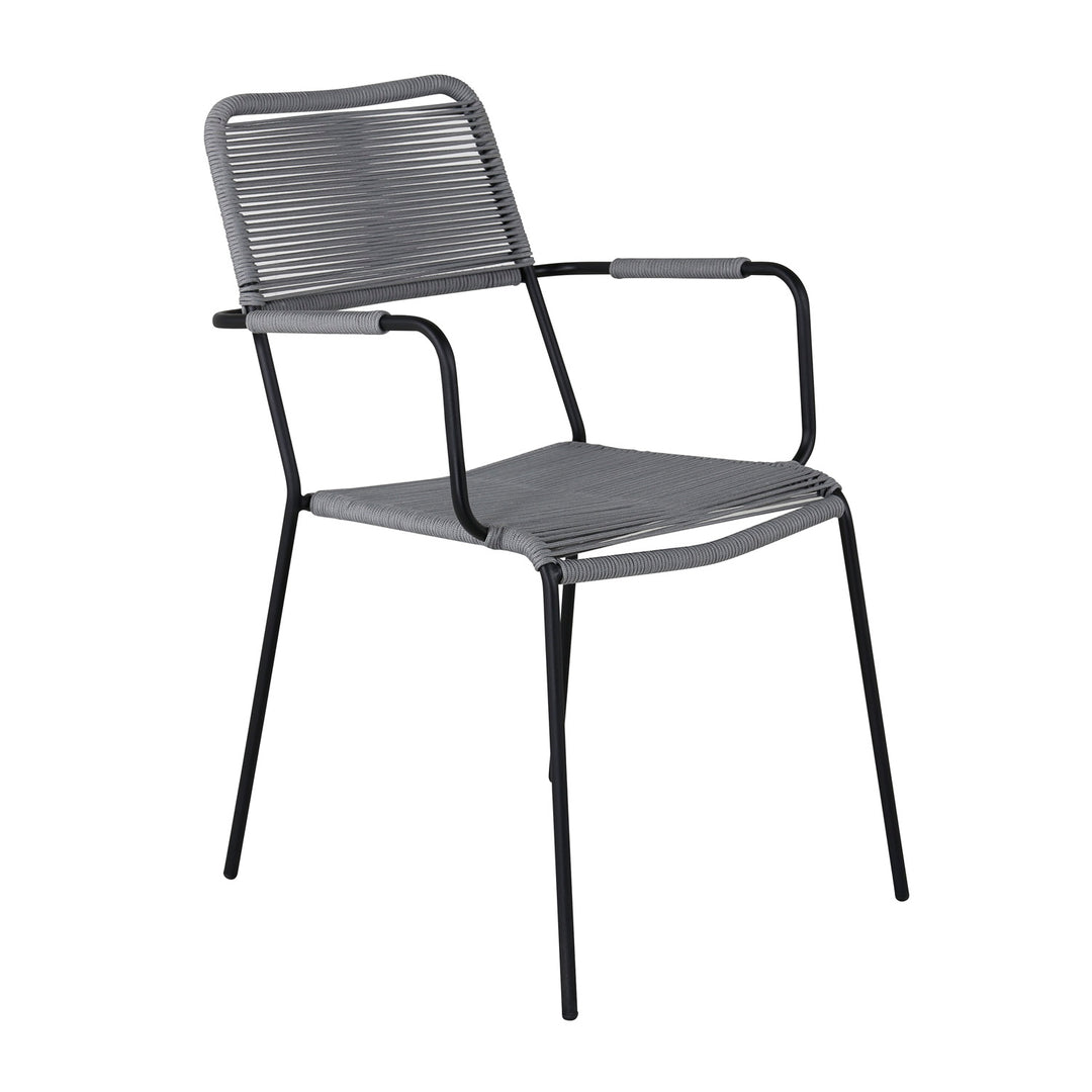 VENTURE DESIGN Lindos havestol m. armlæn grå polyester reb sort aluminium og stål