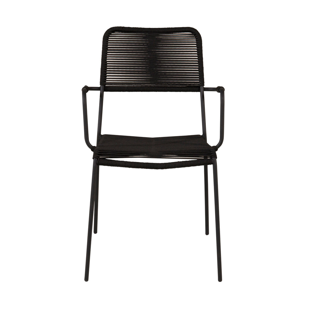 VENTURE DESIGN Lindos havestol m. armlæn sort polyester reb aluminium og stål