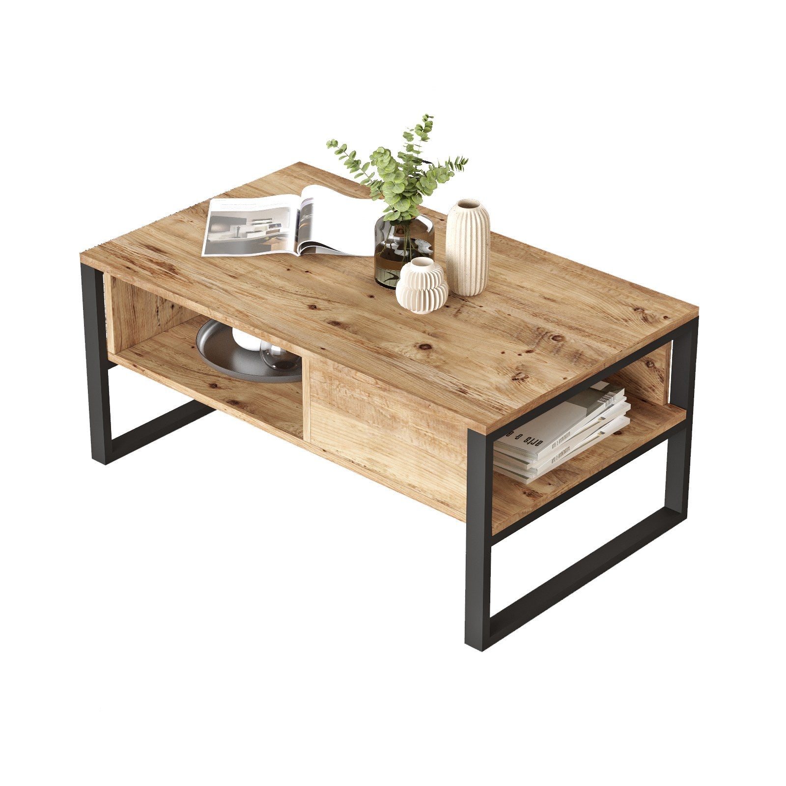 Produktbillede af NORDVÄRK ML34 sofabord m. åbne rum Atlantic Pine melamin 100x59,7 i premium kvalitet