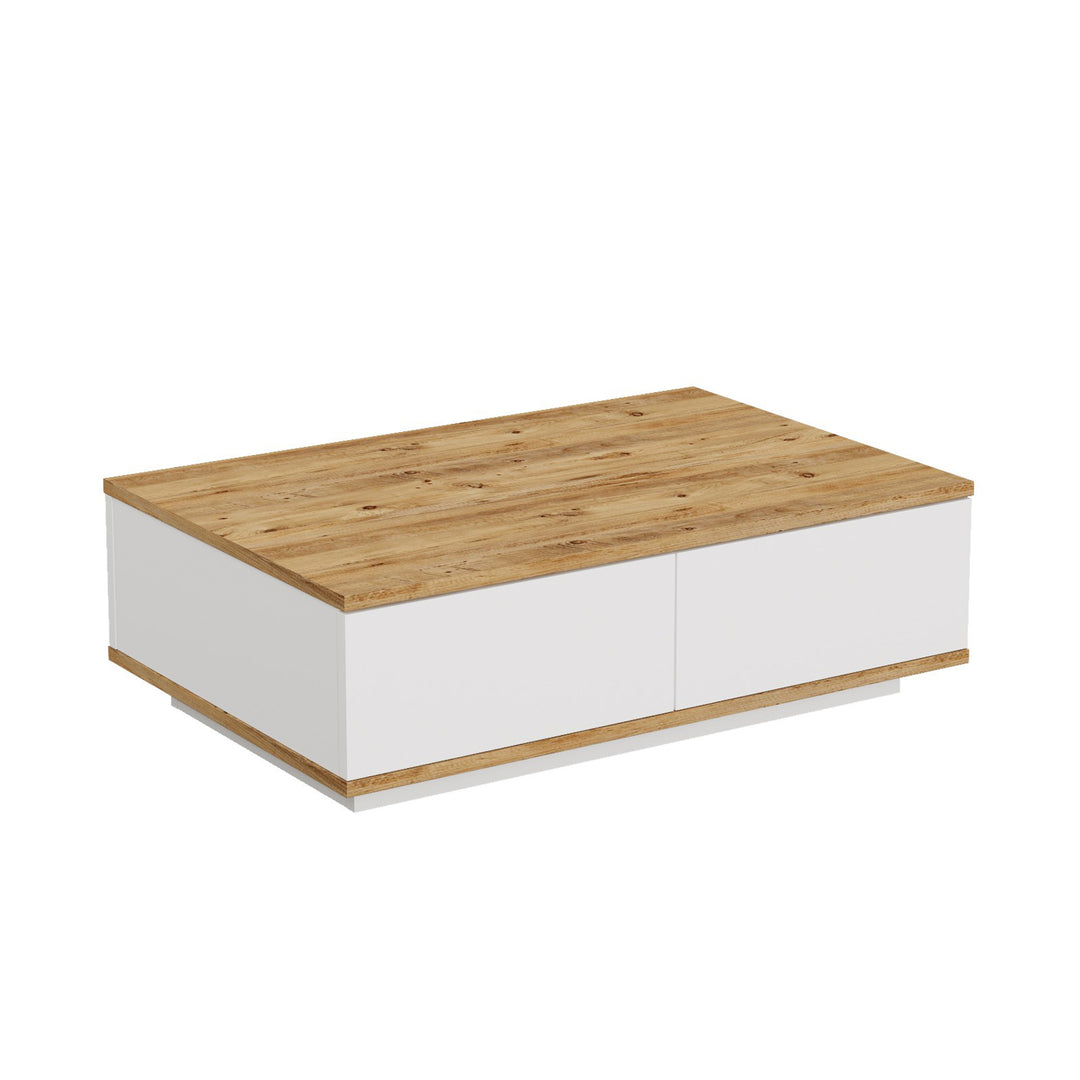 NORDVÄRK Fr14 sofabord m. 2 låger Atlantic Pine og hvid melamin 90x60