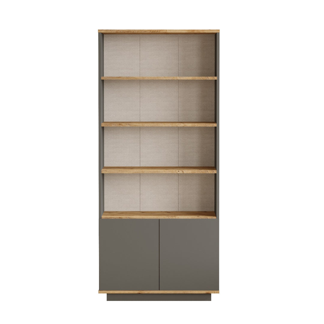 FUNZI LIVING FR16-AA bogreol m. 4 hylder og 2 låger antracitgrå og natur melamin