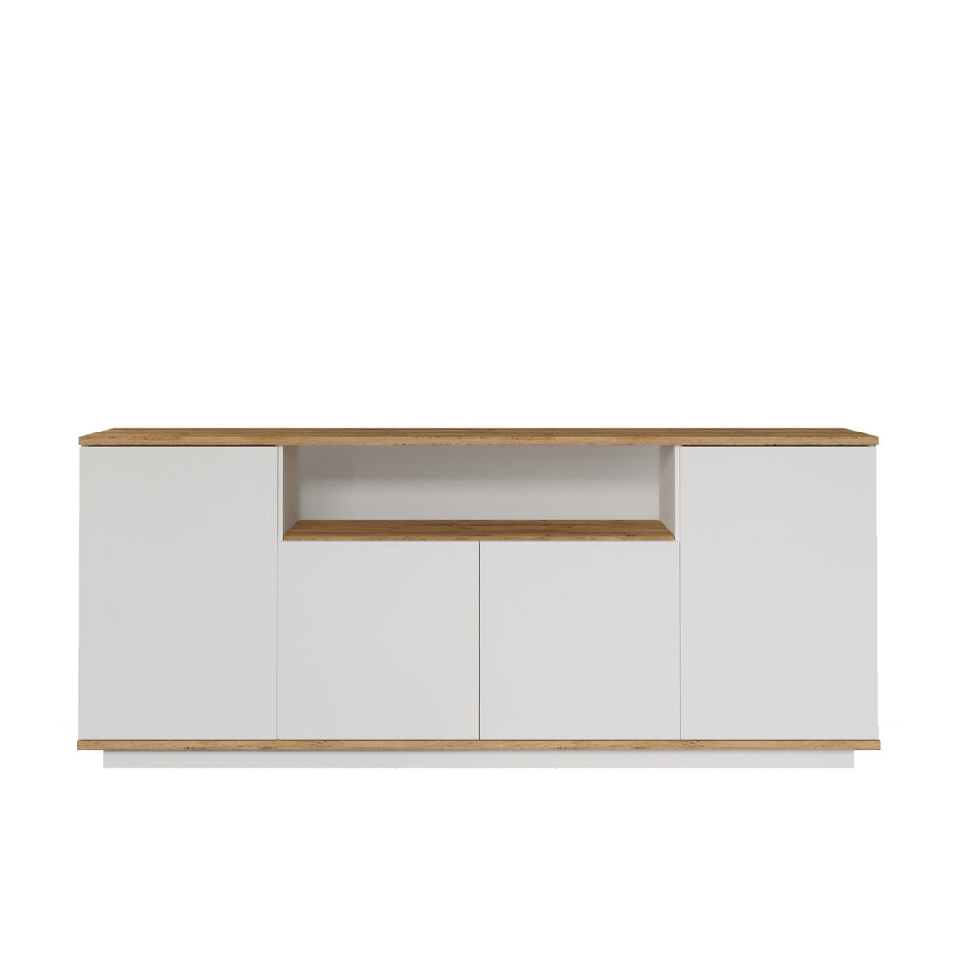 NORDVÄRK Fr15 konsolbord m. 4 låger og 3 hylder Atlantic Pine og hvid melamin 180x44,5