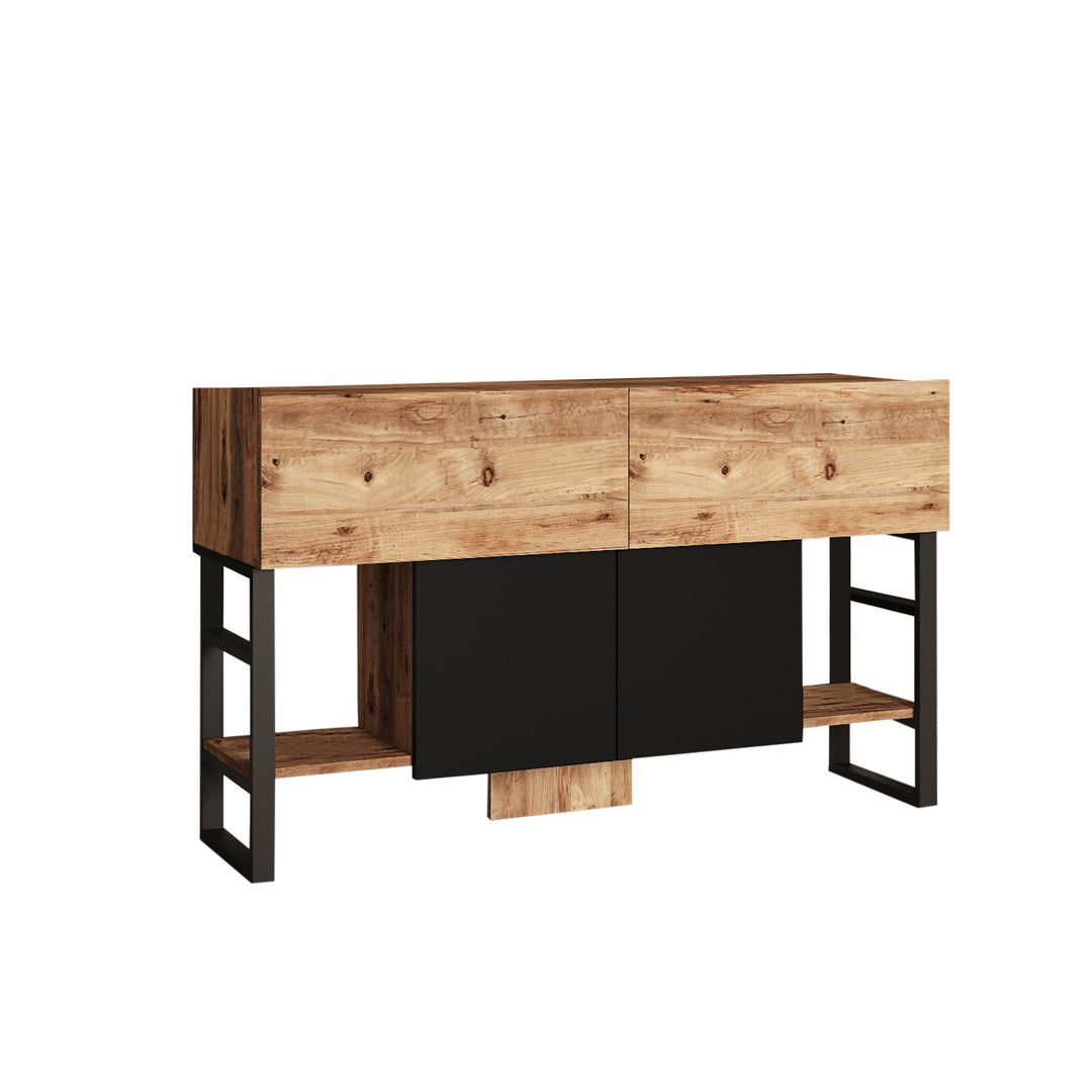NORDVÄRK ML25 konsolbord m. 4 låger natur melamin og metal 138,8x43,3