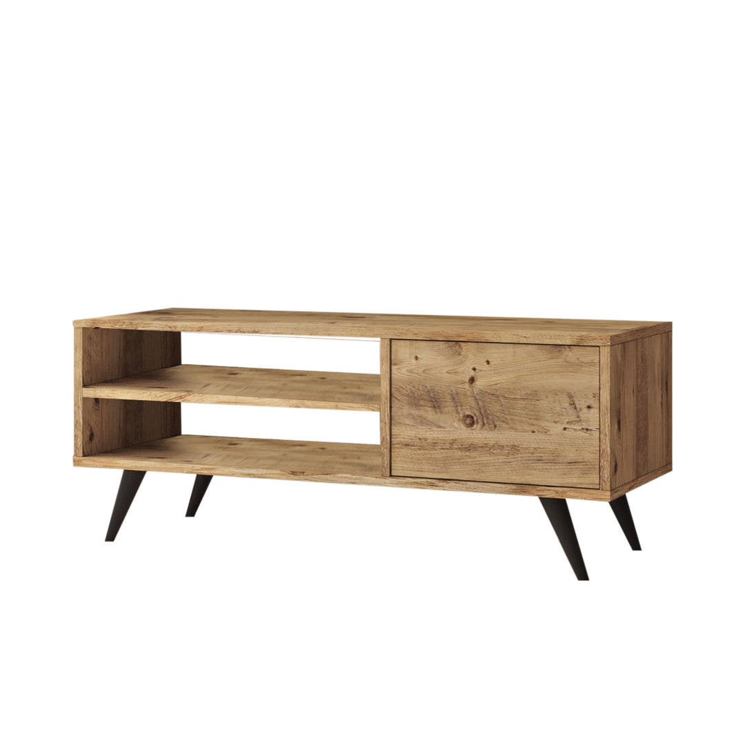 NORDVÄRK CD1 TV-bord m. 1 låge og 1 hylde natur melamin og træ 110x40