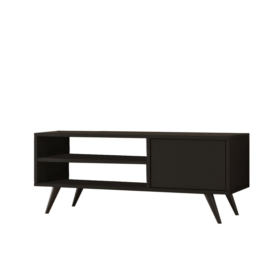 NORDVÄRK CD1 TV-bord m. 1 låge og 1 hylde sort melamin og træ 110x40