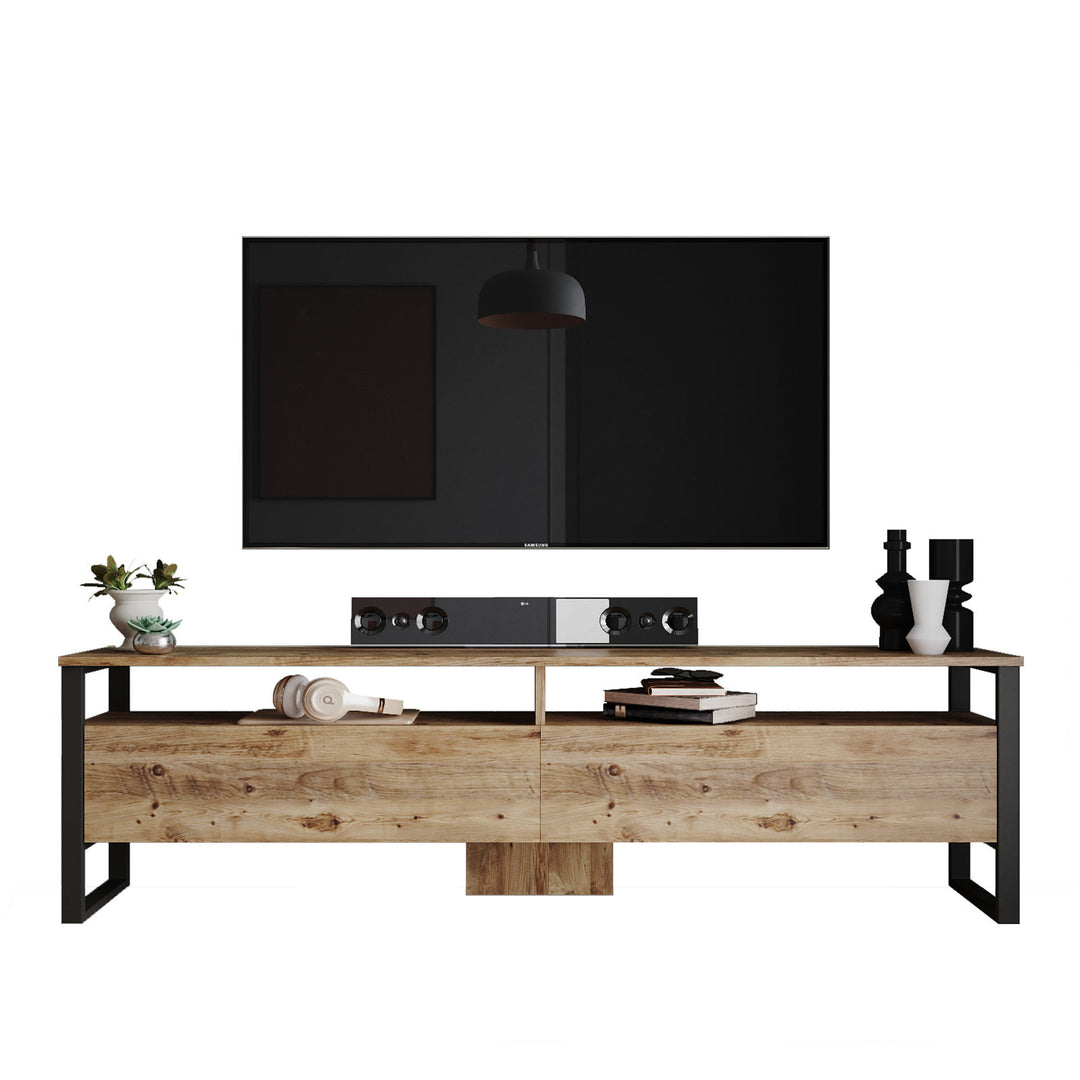 NORDVÄRK ML19 TV-bord m. låge og 2 hylder Atlantic Pine melamin og plast 180x35,5