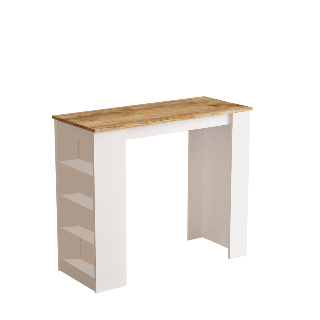 NORDVÄRK ST1 barbord m. 3 hylder hvid og natur melamin 120x51,6