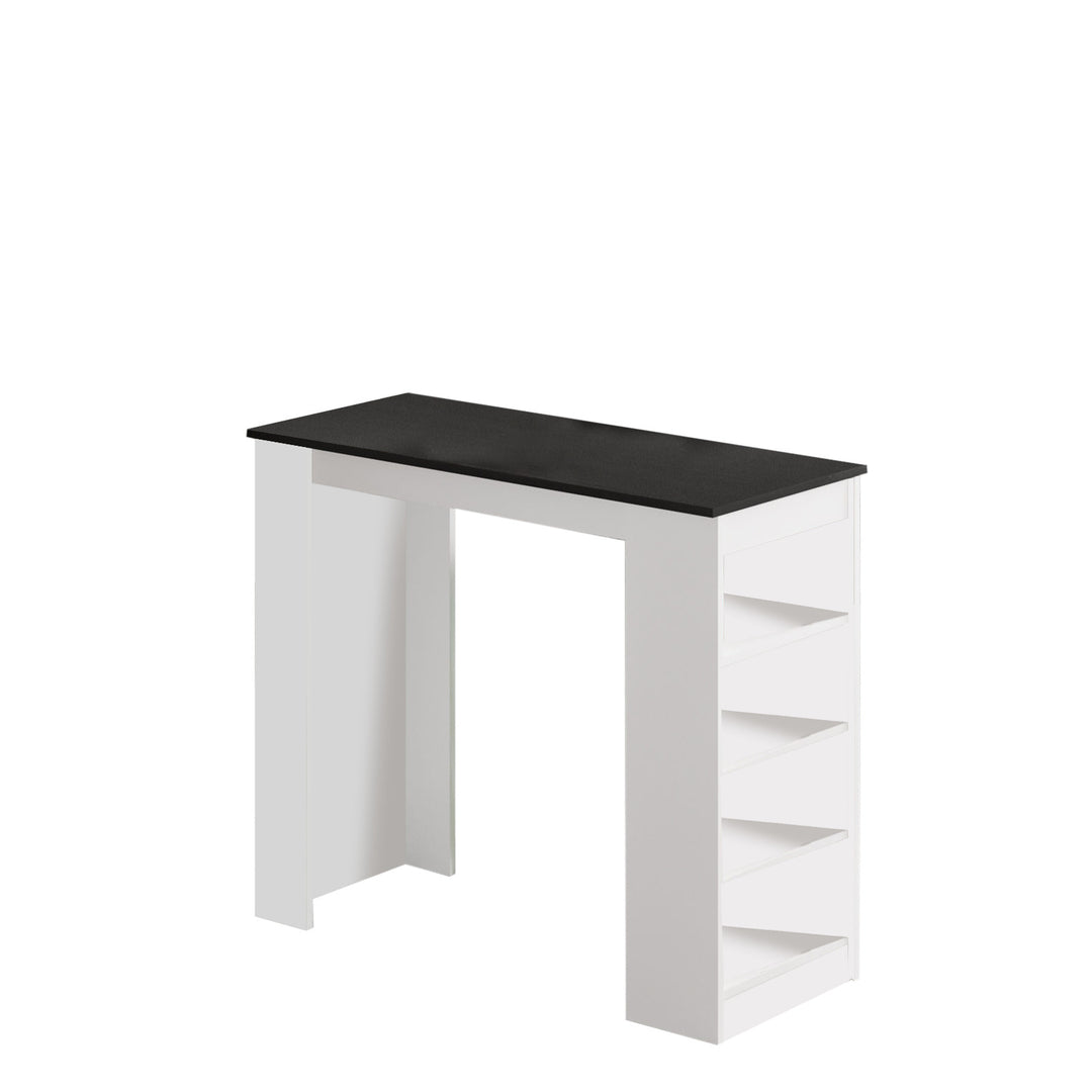 NORDVÄRK ST1 barbord m. 3 hylder hvid og sort melamin 120x51,6