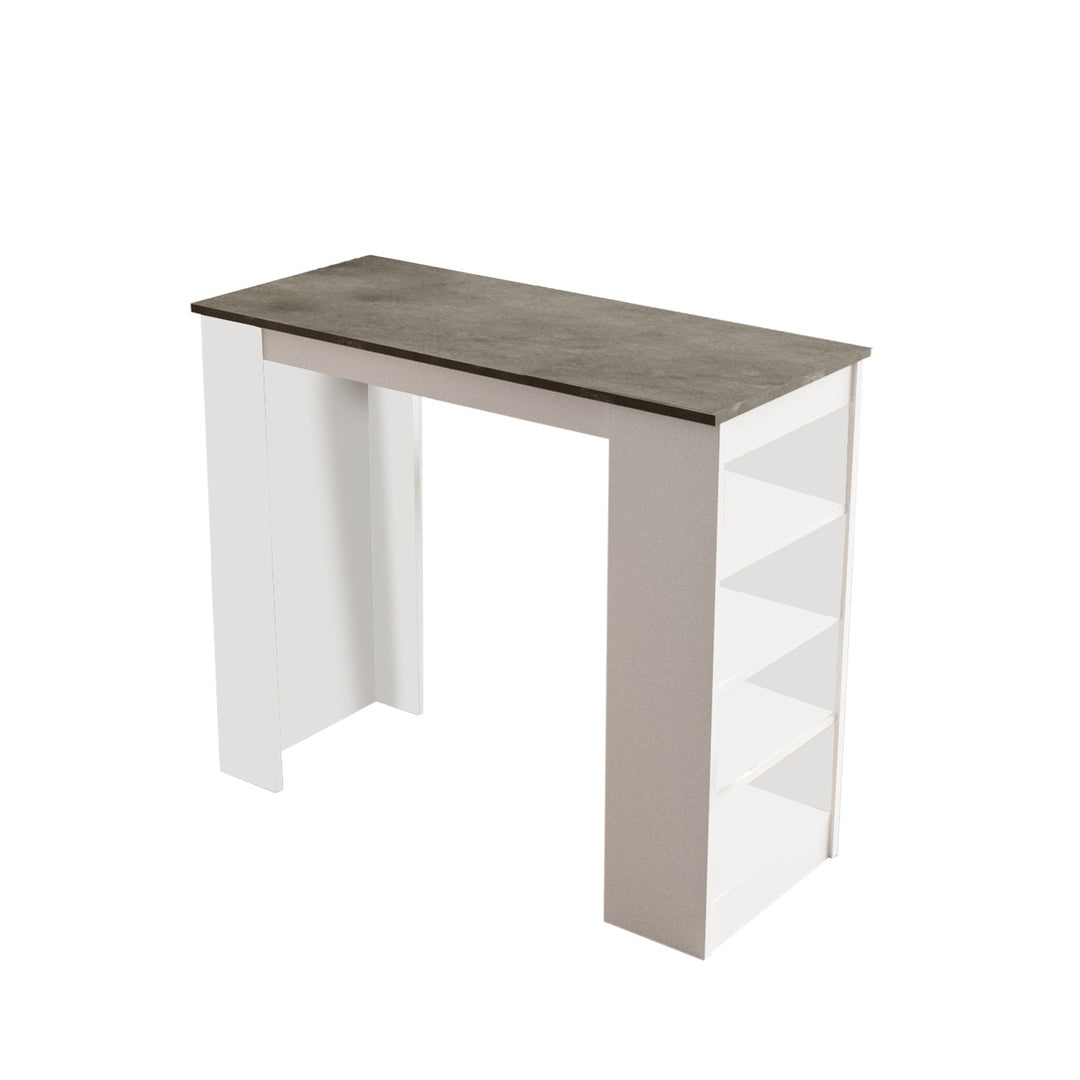 NORDVÄRK ST1 barbord m. 3 hylder hvid og grå melamin 120x51,6