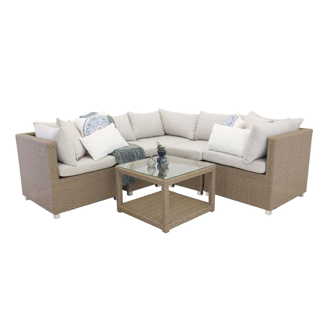 Produktbillede af VENTURE DESIGN Vamos modul sofa havesæt 3+2+1 m. hynder sand natur rattan og aluminium i premium kvalitet
