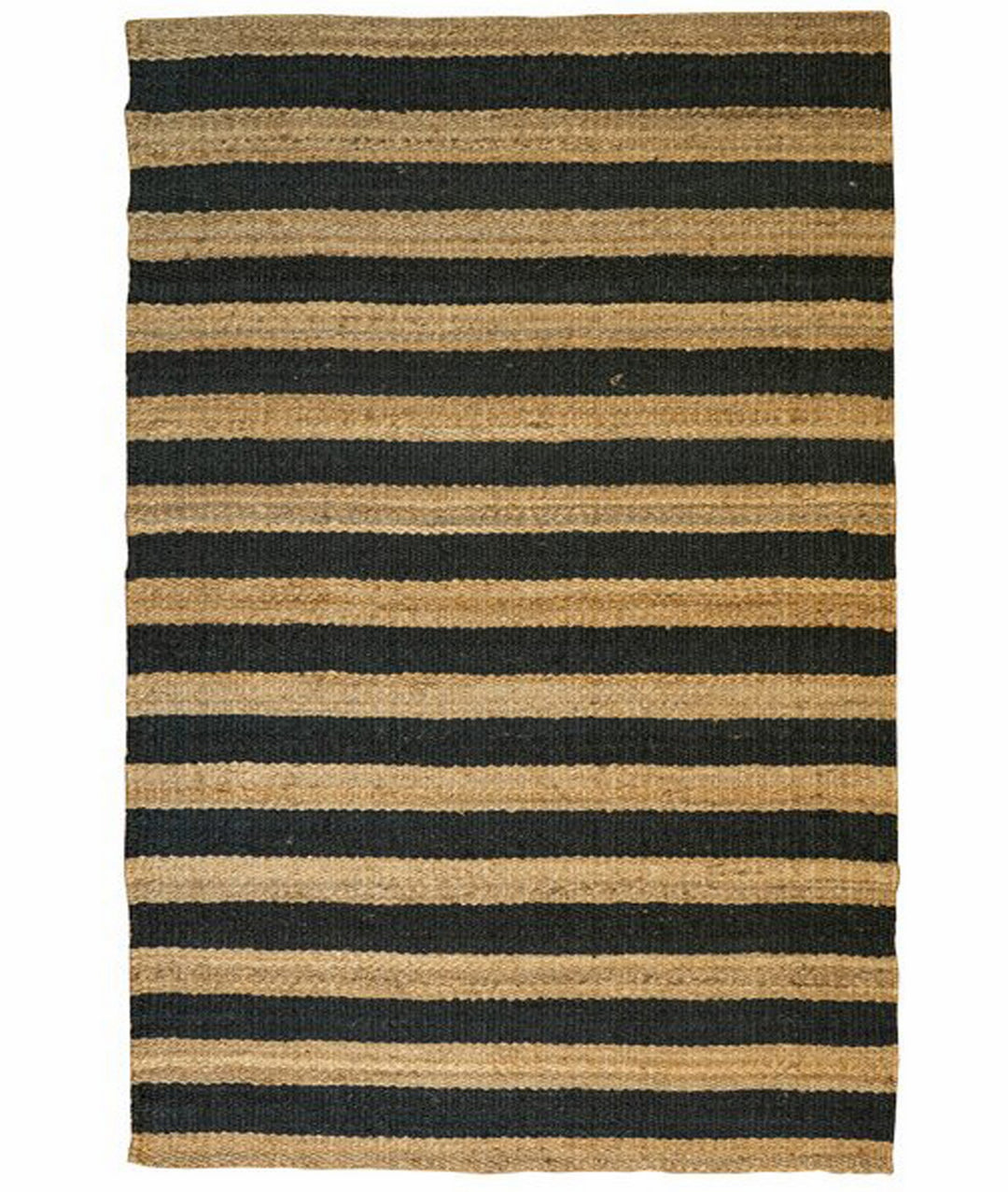 TEPPI 00021A gulvtæppe m. striber rektangulær beige og sort jute 200x290