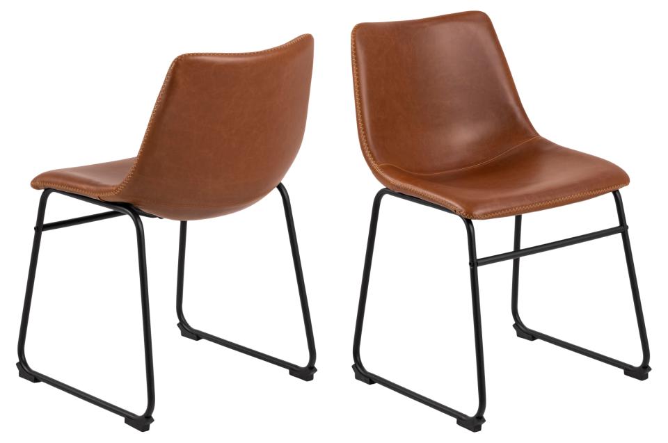 Produktbillede af ACT NORDIC I_Oregon spisebordsstol m. creme syninger cognac vintage PU og sort stål i premium kvalitet