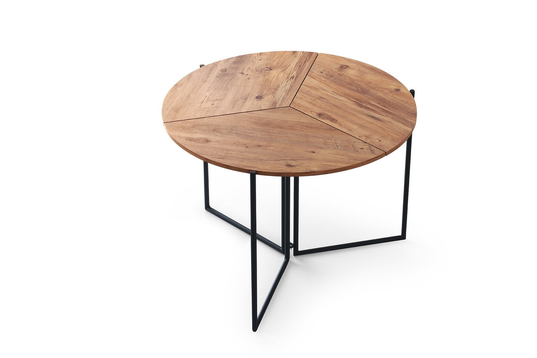 NORDVÄRK Yaprak spisebord rund foldbar natur melamin og metal Ø100
