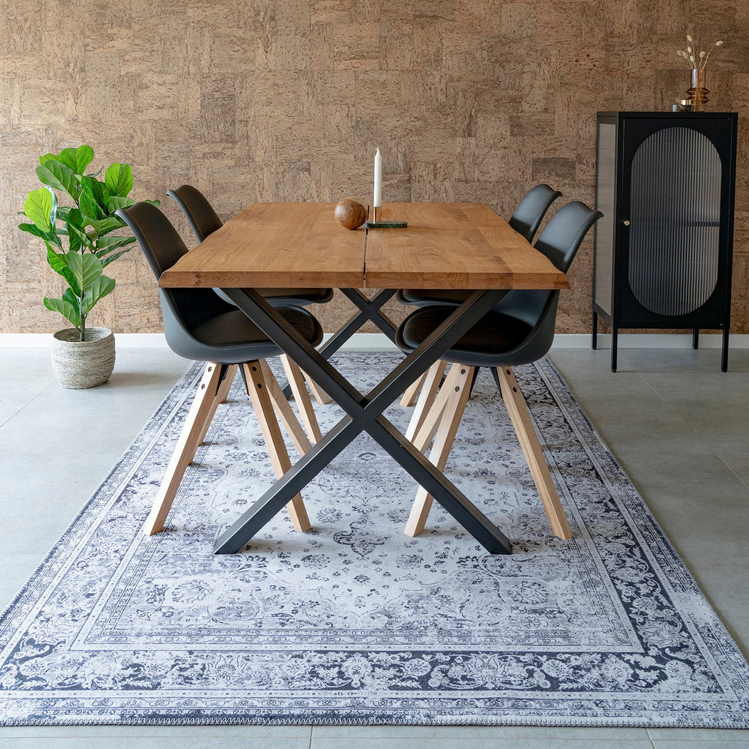Produktbillede af Arona Tæppe i blå polyester 200 x 300 cm. på tilbud i høj kvalitet