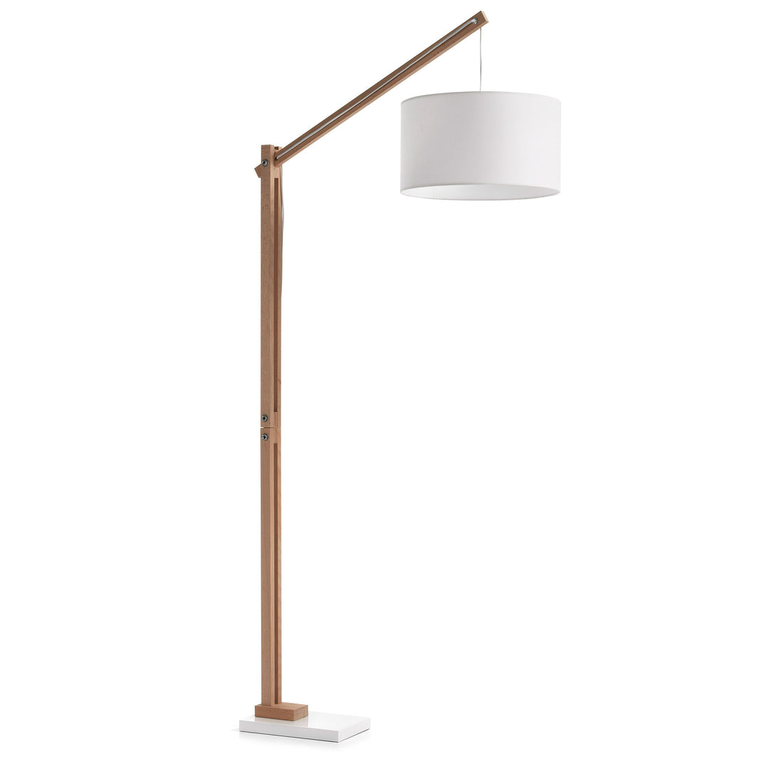 KAVE HOME Izar gulvlampe natur træ og hvid metal/bomuld