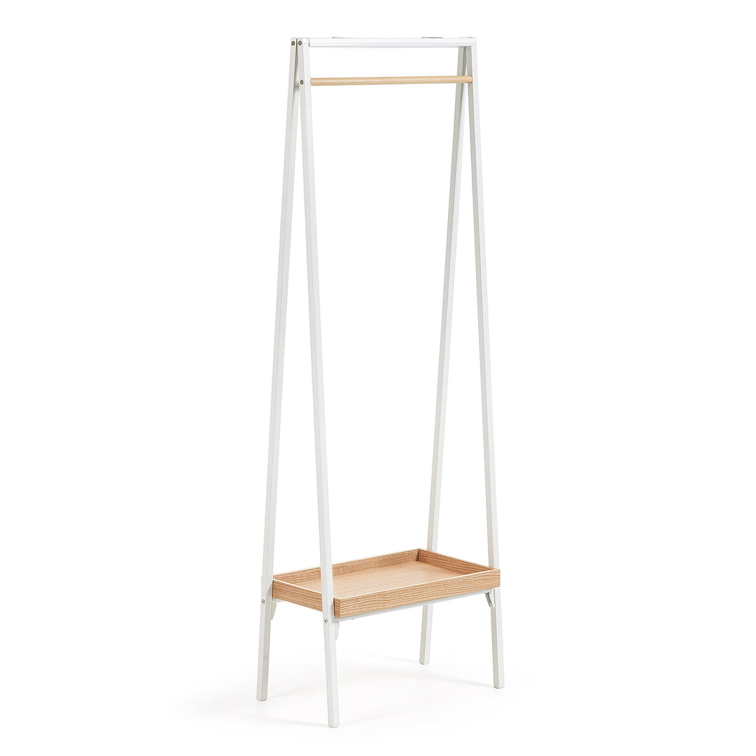 KAVE HOME Belgrad garderobestativ hvid/natur metal/egetræsfinér m. hylde