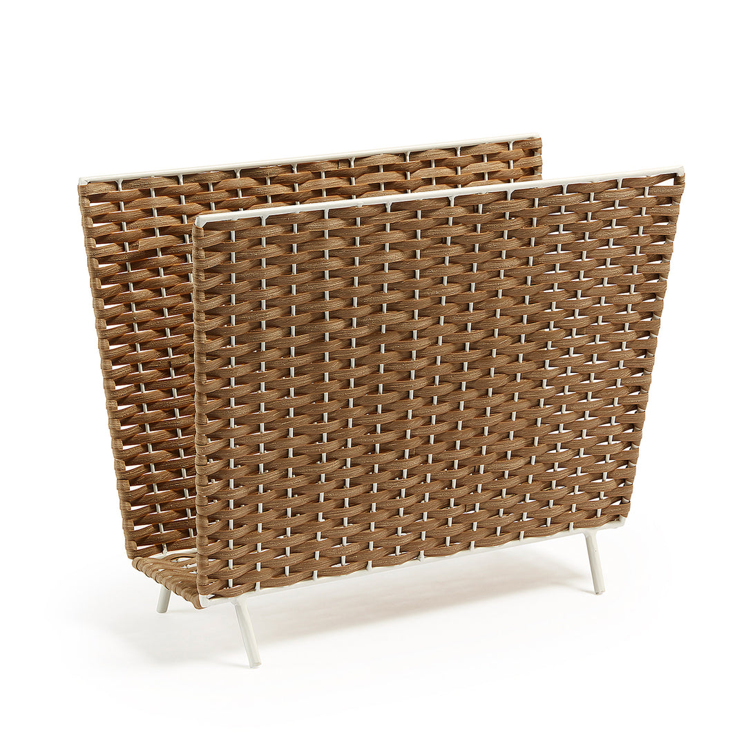 KAVE HOME Shibori magasinholder natur polyrattan og hvid stål