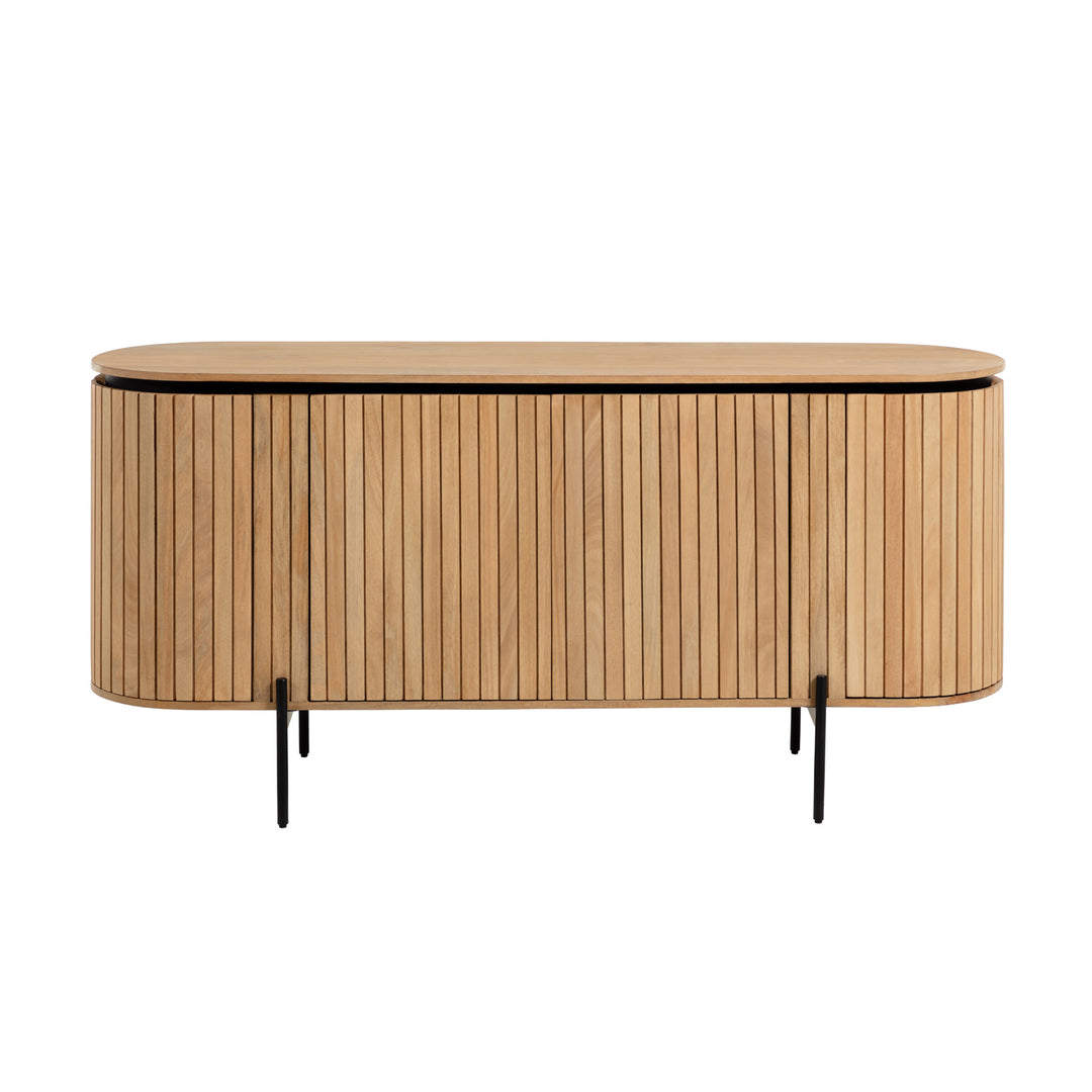 KAVE HOME Licia skænk m. 4 låger og 8 rum natur mangotræ og sort metal 170x80