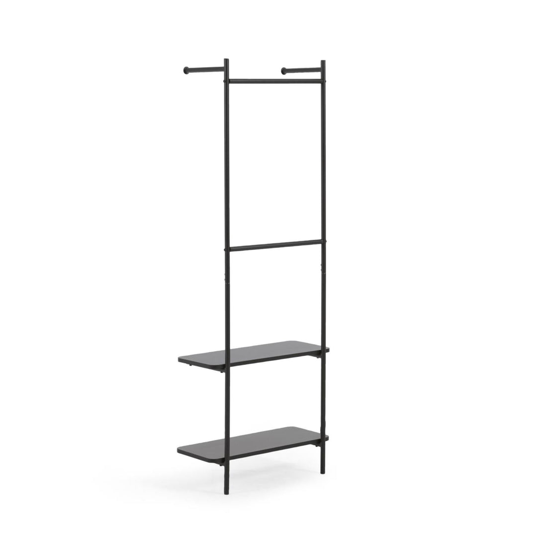 KAVE HOME Galatia tøjstativ m. bøjlestang og 2 hylder sort melamin og metal 60x162
