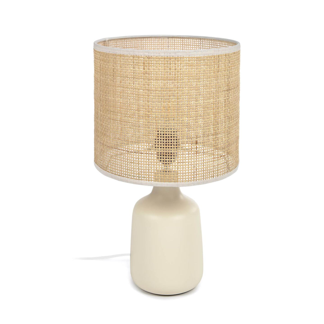 KAVE HOME Erna bordlampe natur bambus og beige keramik