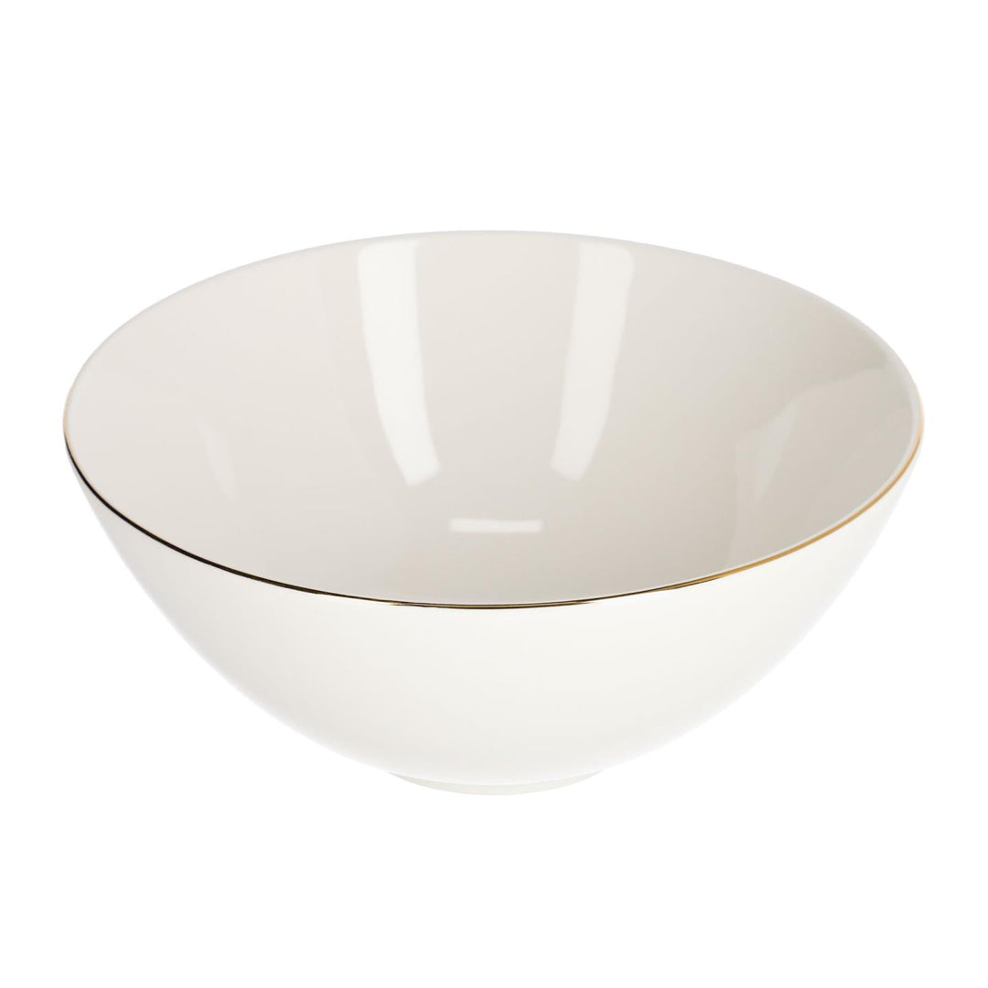 KAVE HOME Taisia stor skål hvid og guld porcelæn Ø24,5