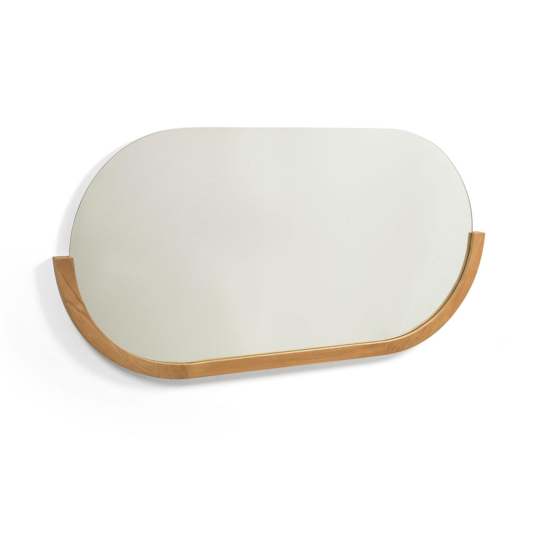 KAVE HOME Rokia vægspejl oval spejlglas og natur teaktræ 90x55