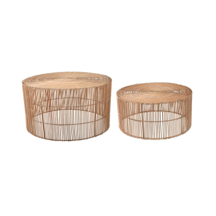 KAVE HOME Elmima sofabord rund natur rattan sæt af 2 Ø66 Ø55