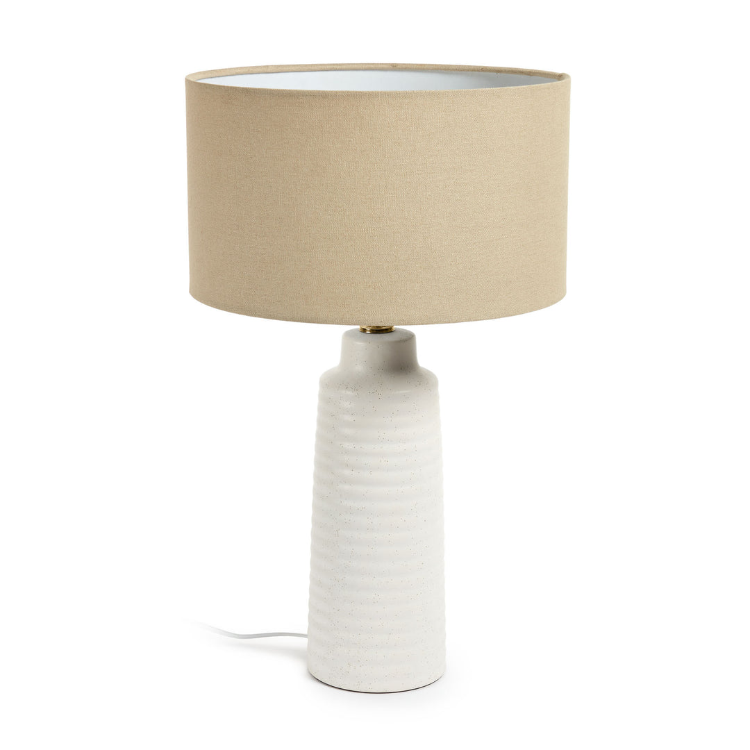 KAVE HOME Mijal bordlampe hør messing og hvid keramik