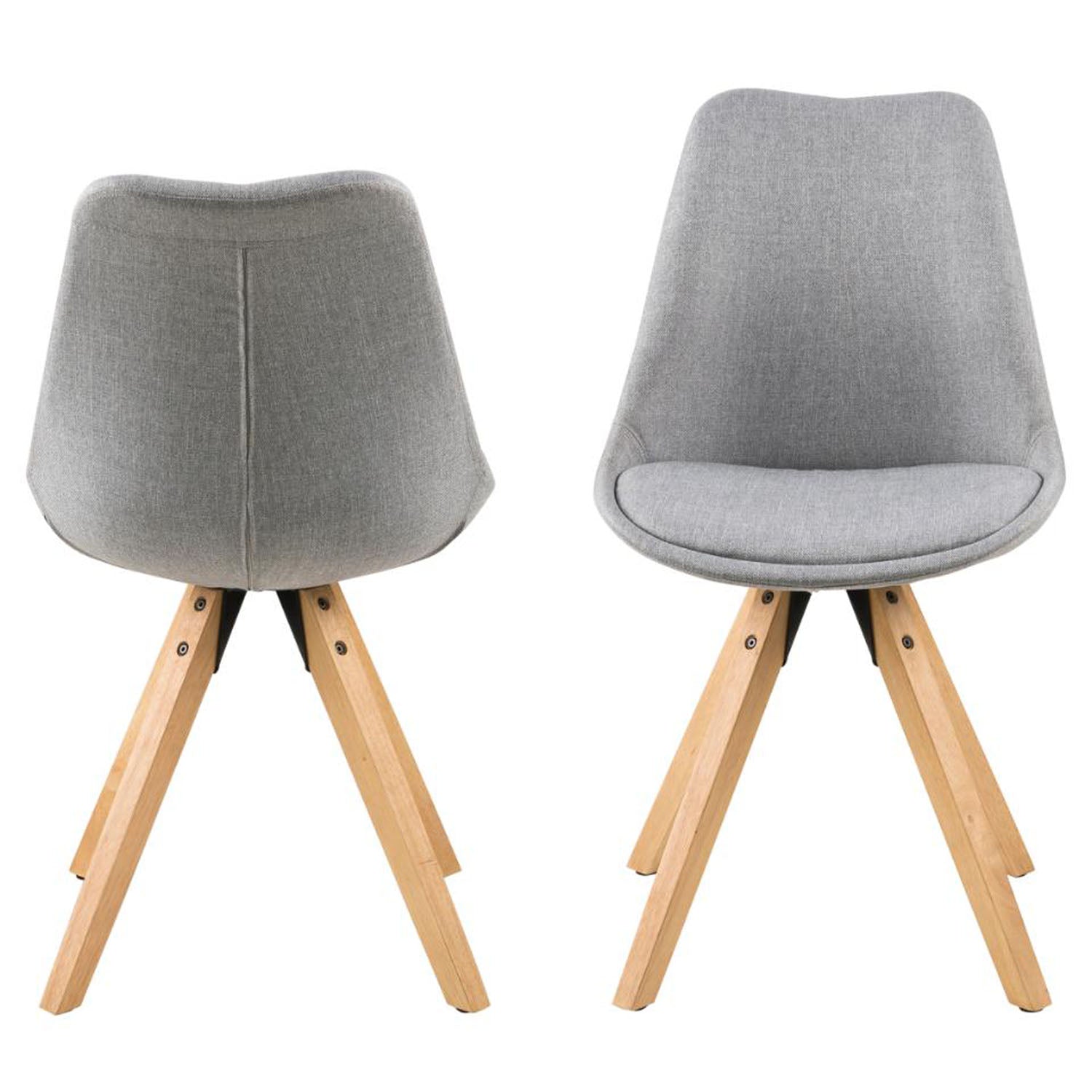 Produktbillede af ACT NORDIC Dima spisebordsstol lysegrå polyester og natur gummitræ i premium kvalitet