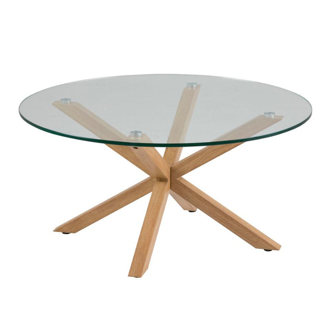 ACT NORDIC Heaven sofabord rund klar glas og egefolie metal Ø82