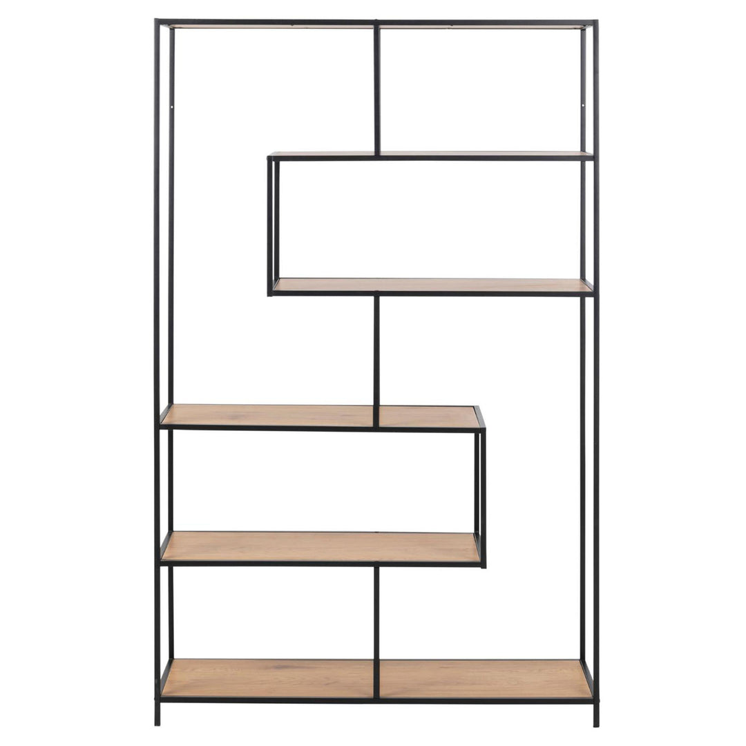ACT NORDIC Seaford bogreol natur papir vildeg og sort metal H:185cm x114cm x 35cm