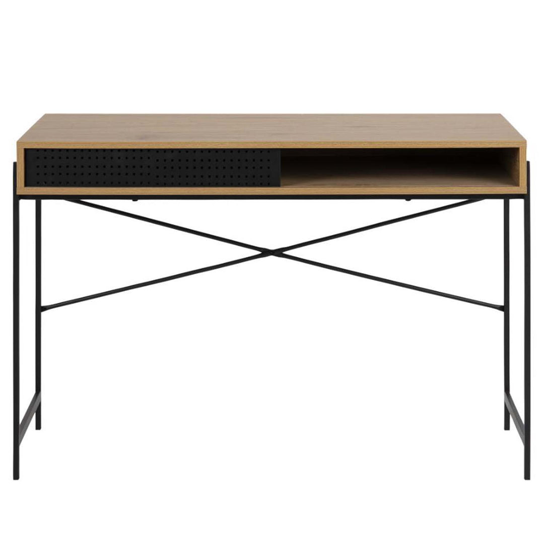 ACT NORDIC Angus skrivebord m. skydelåge natur papir vildeg og sort metal 110x50